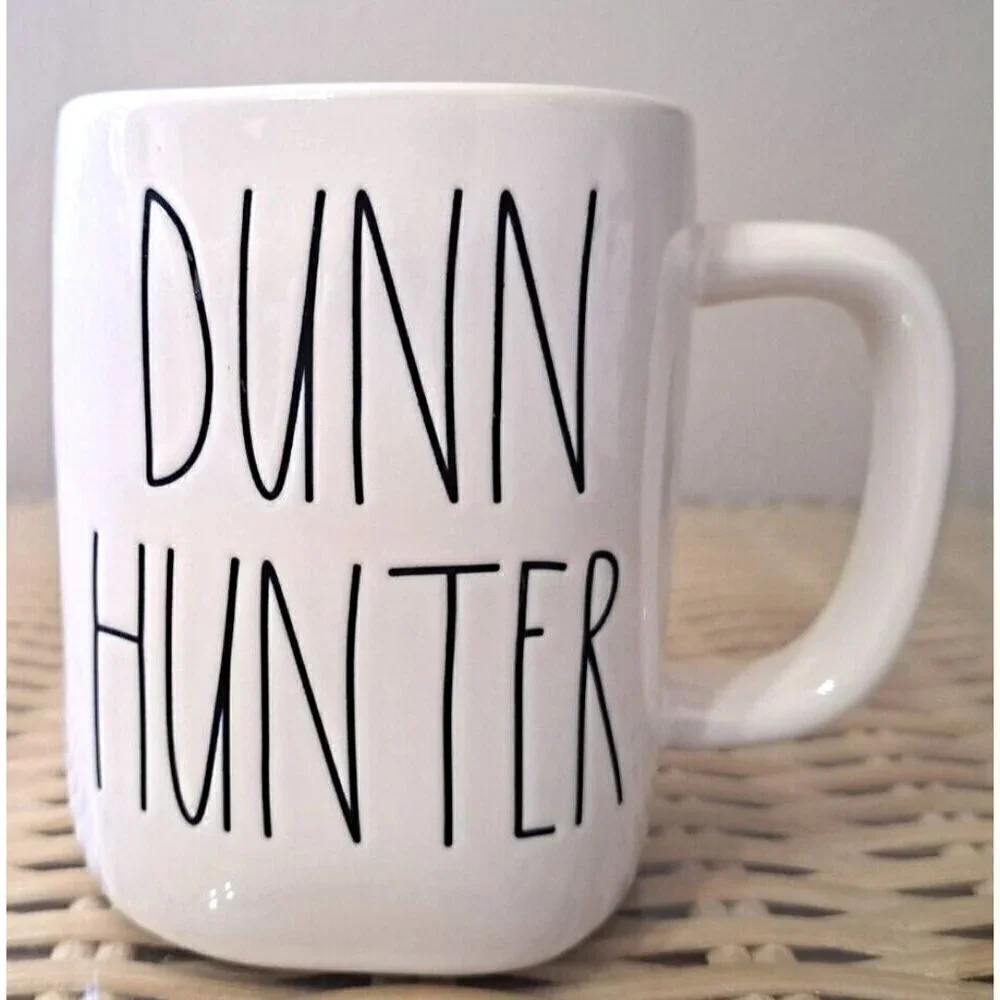 Dunn Hunter Rae Dunn Artisan Collection 20 oz. White Mug Dark Green Lettering